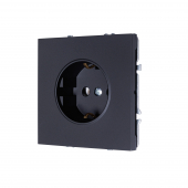 Розетка с заземлением, со шторками, 16 А, 250 В (черный soft touch) MI5-1303 Розетка с заземлением, со шторками, 16 А, 250 В (черный soft touch) MI5-1303