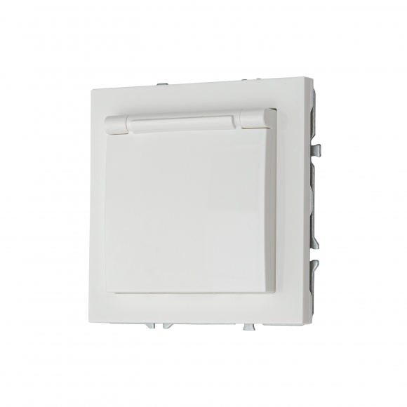 Розетка с заземлением и крышкой, 16 А, 250 В (белый глянцевый) MI5-1401