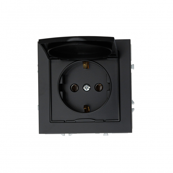 Розетка с заземлением и крышкой, 16 А, 250 В (черный) MI5-1402