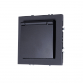 Розетка с заземлением и крышкой, 16 А, 250 В (черный soft touch) MI5-1403 Розетка с заземлением и крышкой, 16 А, 250 В (черный soft touch) MI5-1403