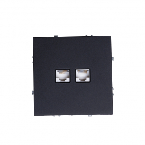 Компьютерная розетка RJ-45 кат. 5e двойная (черный soft touch) MI5-1803