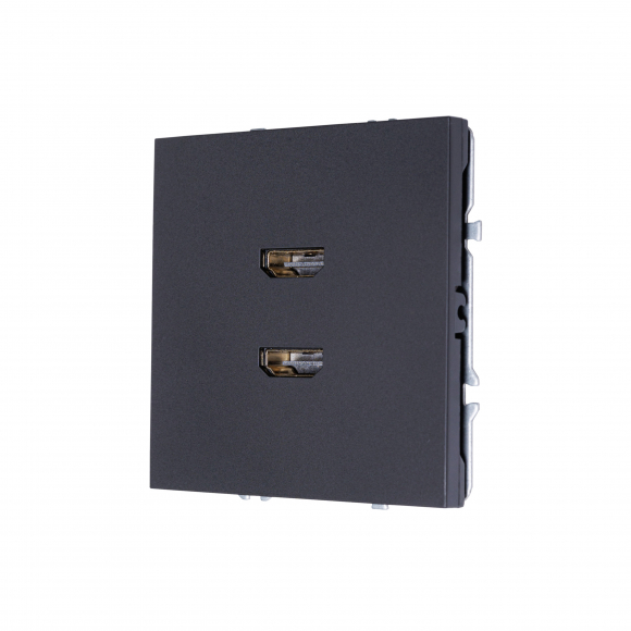 Розетка HDMI двойная (черный soft touch) MI5-2003