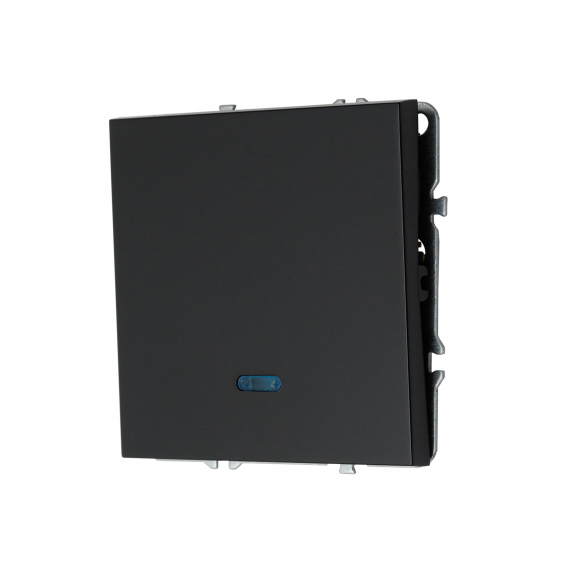 Выключатель одноклавишный с подсветкой, 16 А, 250 В (черный) MI5-0202