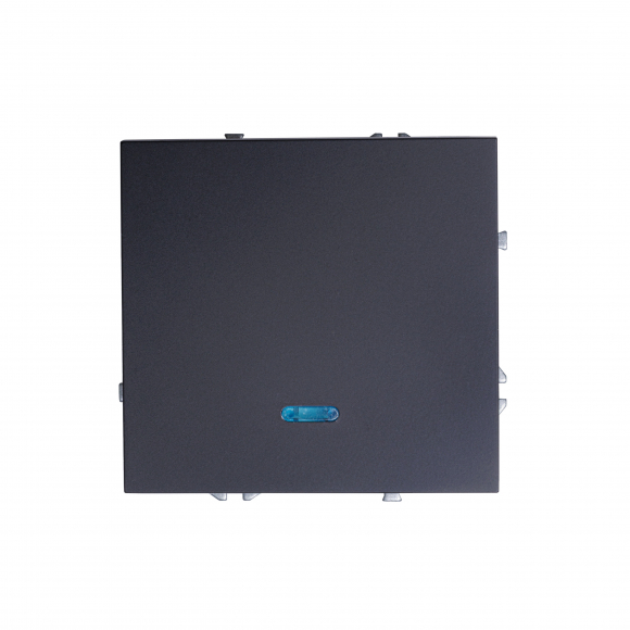 Выключатель одноклавишный с подсветкой, 16 А, 250 В (черный soft touch) MI5-0203