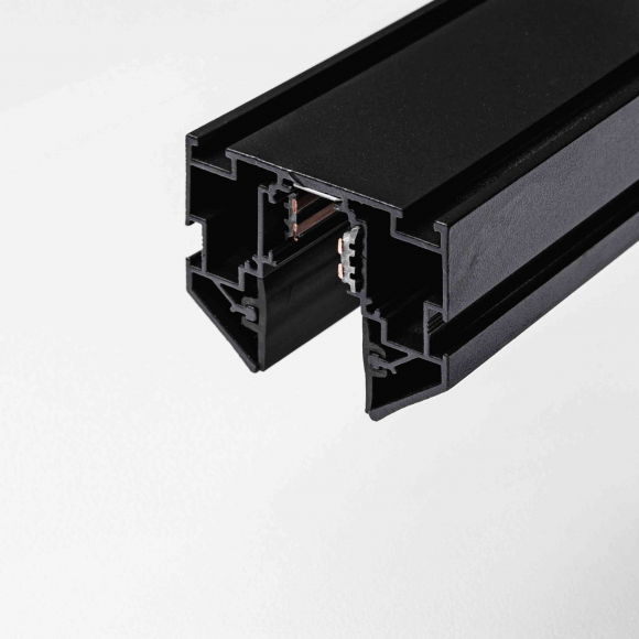 Магнитный трековый шинопровод для натяжных потолков Terra MKT-3R2-200-B 2м, с внутренней боковой заглушкой + комплект внешних и внутренних торцевых заглушек, Черный