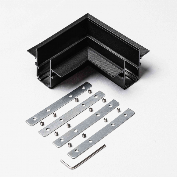 Угловой коннектор для встраиваемого магнитного трекового шинопровода под ГКЛ 12,5мм MKA-3R-CC-B, Черный