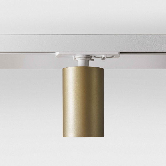 Однофазный трековый светильник под лампу GU10, MKL-1-GU10-WMG, Матовое золото на белой ножке