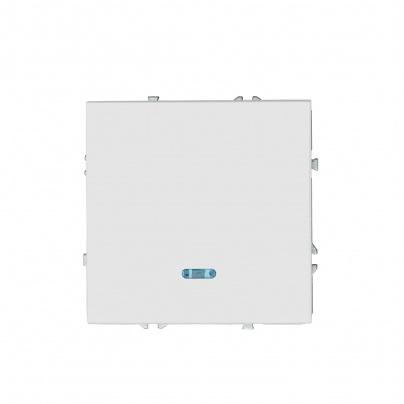 Переключатель одноклавишный проходной с подсветкой, 16 А, 250 В (белый глянцевый) MI5-0401