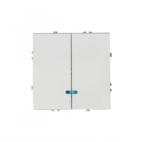 Выключатель двухклавишный с подсветкой , 16 А, 250 В (белый глянцевый) MI5-0701