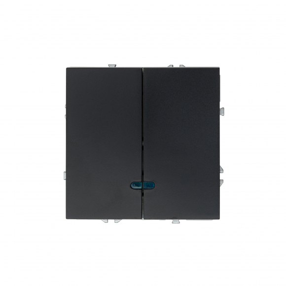 Выключатель двухклавишный с подсветкой, 16 А, 250 В (черный) MI5-0702