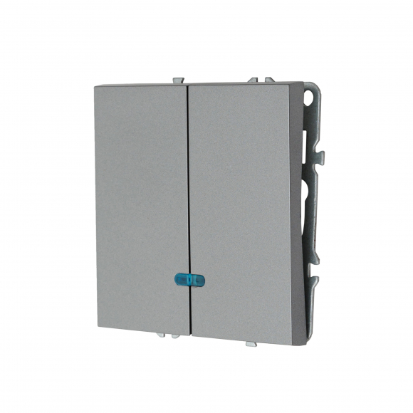 Выключатель двухклавишный с подсветкой, 16 А, 250 В (графит) MI5-0704