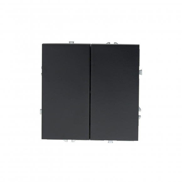 Переключатель двухклавишный проходной, 16 А, 250 В (черный) MI5-0802