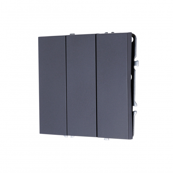 Выключатель трехклавишный, 16 А, 250 В (черный soft touch) MI5-0903