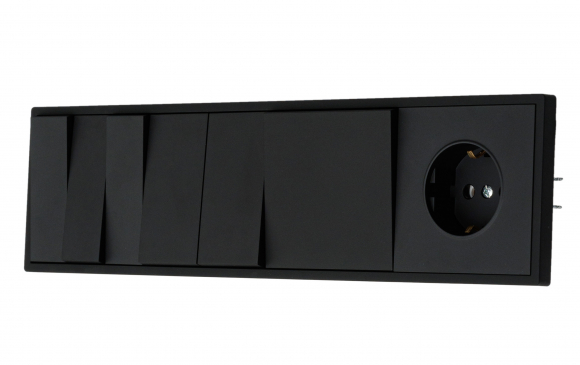 Выключатель трехклавишный, 16 А, 250 В (черный soft touch) MI5-0903