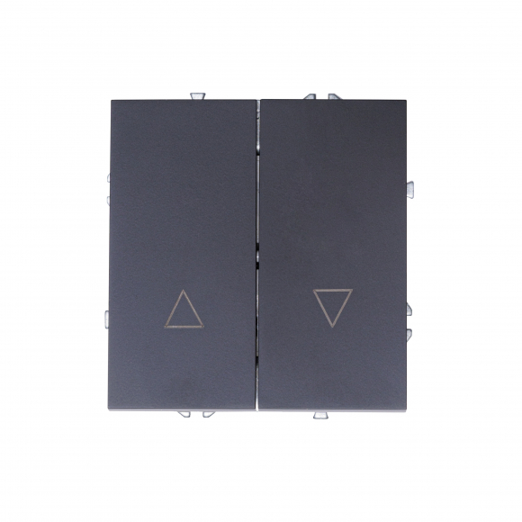 Выключатель двухклавишный для жалюзи, 16 А, 250 В (черный soft touch) MI5-1103