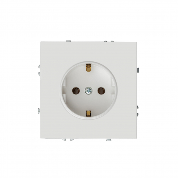 Розетка с заземлением, со шторками, 16 А, 250 В (белый глянцевый) MI5-1301