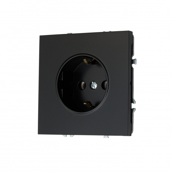 Розетка с заземлением, со шторками, 16 А, 250 В (черный) MI5-1302